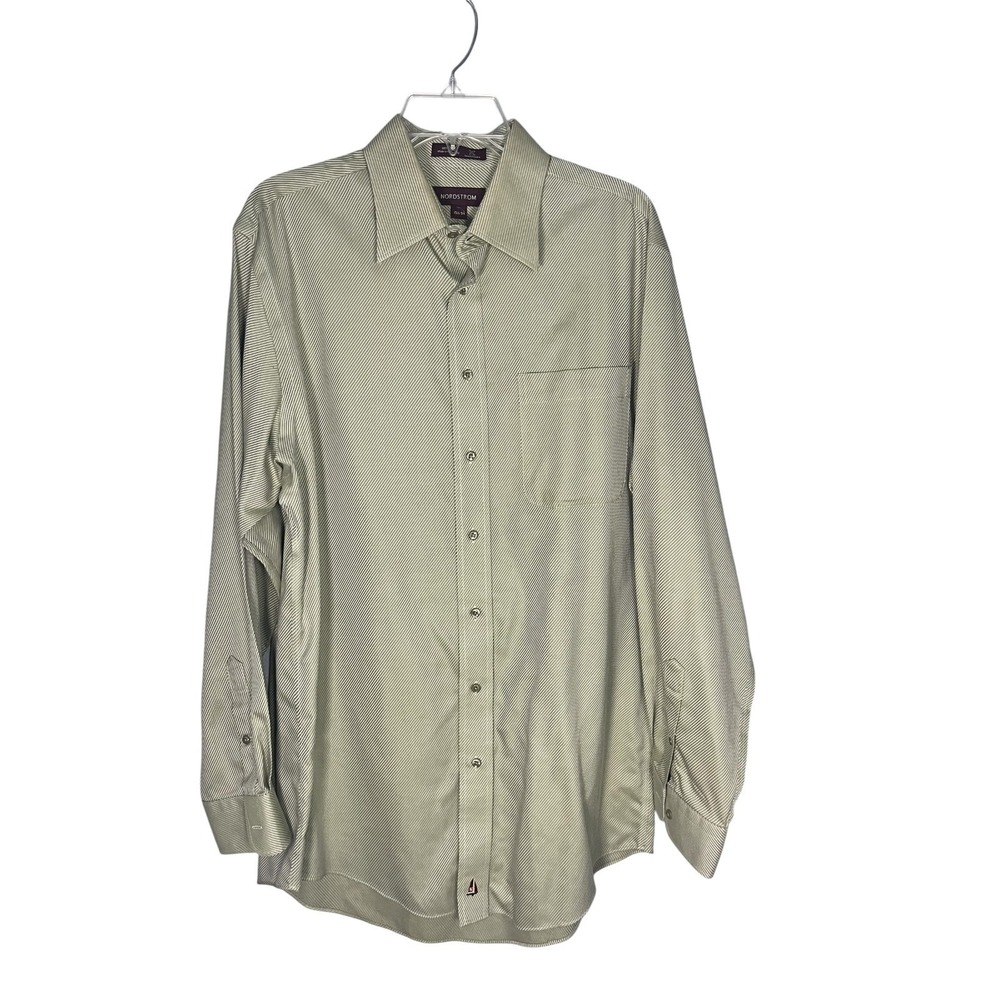 Nordstrom Men's‎ Smartcare Long Sleeve Button Up Dress Shirt 15 1/2-34 Green